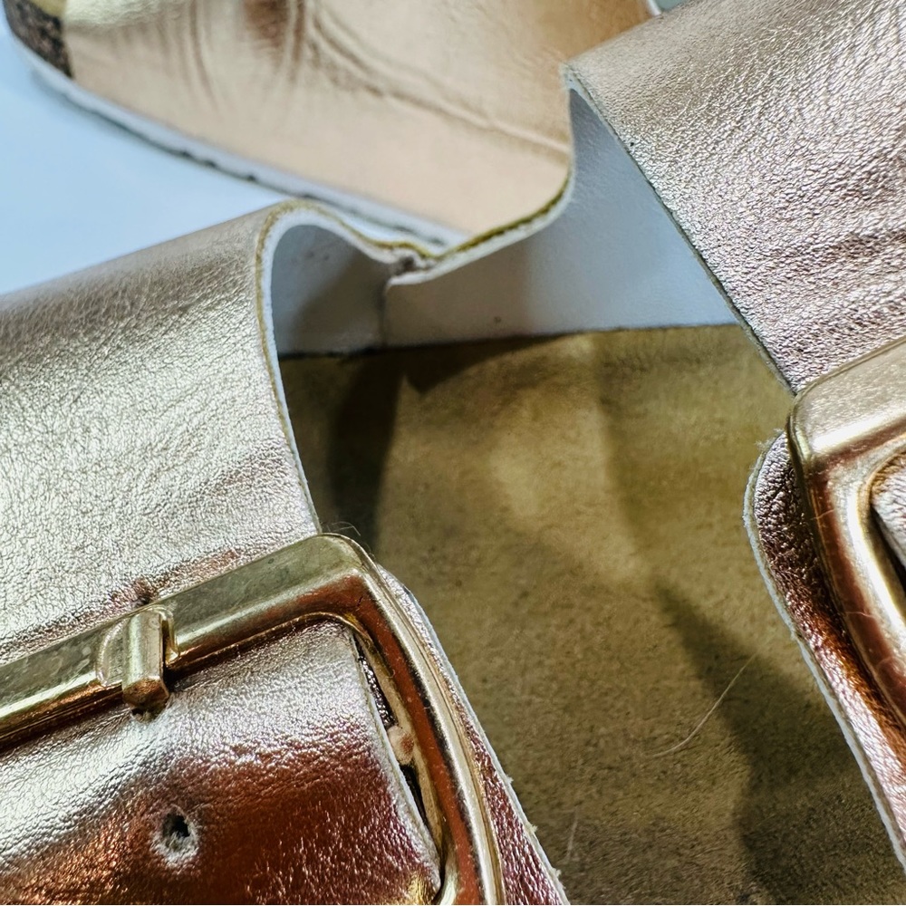 🩷 AUSTIN TRADING CO. WOMENS ROSE GOLD DUAL STRAP CORK SLIDES SIZE 7 GOOD - Picture 6 of 13